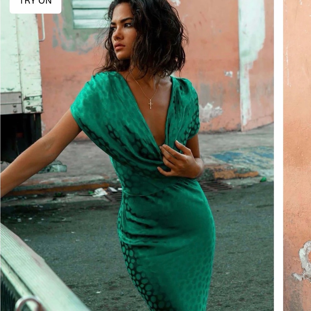 Rat & Boa Odessa Maxi Dress - Emerald Jacquard NWT